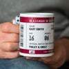 personalised football ticket design on a mug