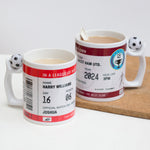 personalised football mug with novelty handle with plastic football