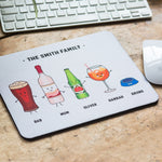 Personalised Family Drinks Mouse Mat