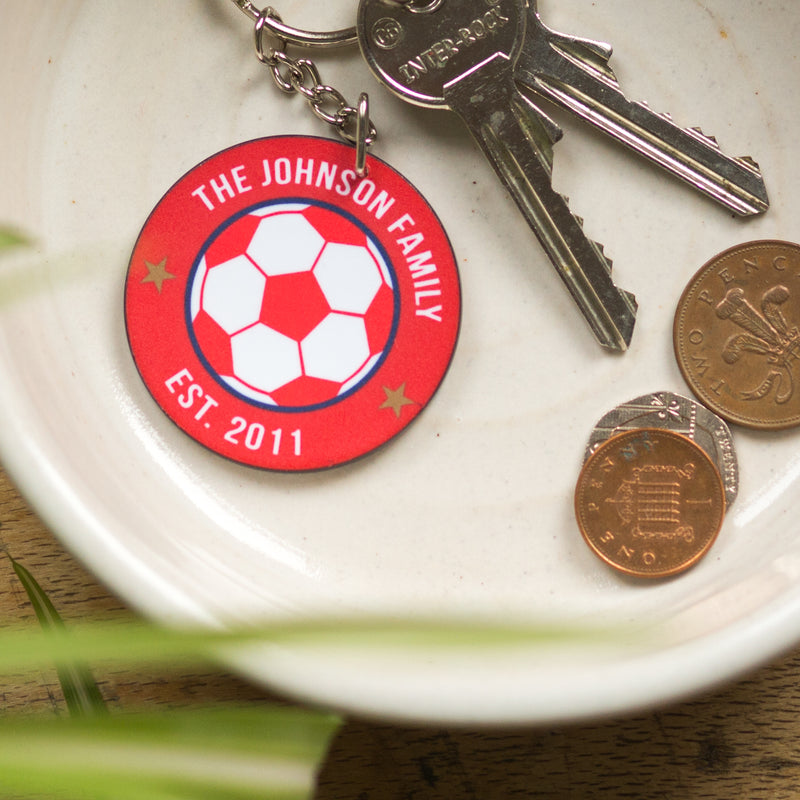 Personalised family name keyring in football colours