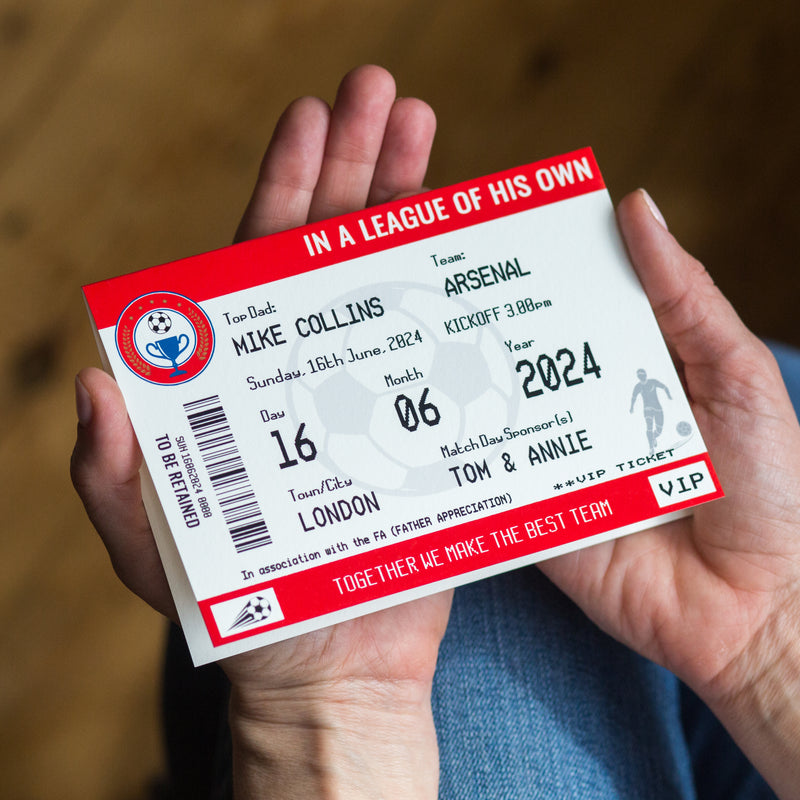 Personalised Football Ticket Card For Dad