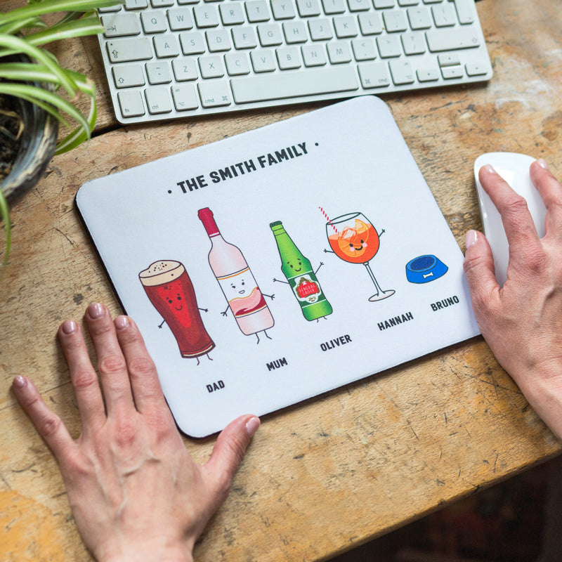 Personalised Family Drinks Mouse Mat