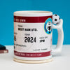 mug designed to look like a football ticket customised to team colours