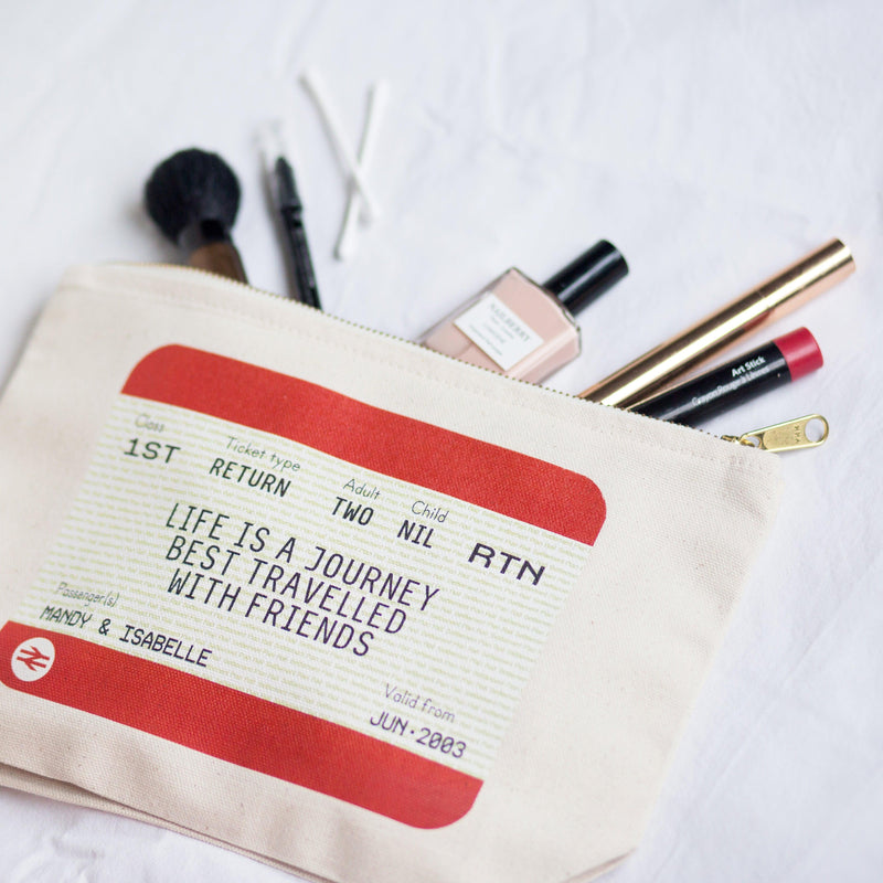 Personalised Ticket Make Up Bag Gift for Friends - Of Life & Lemons®