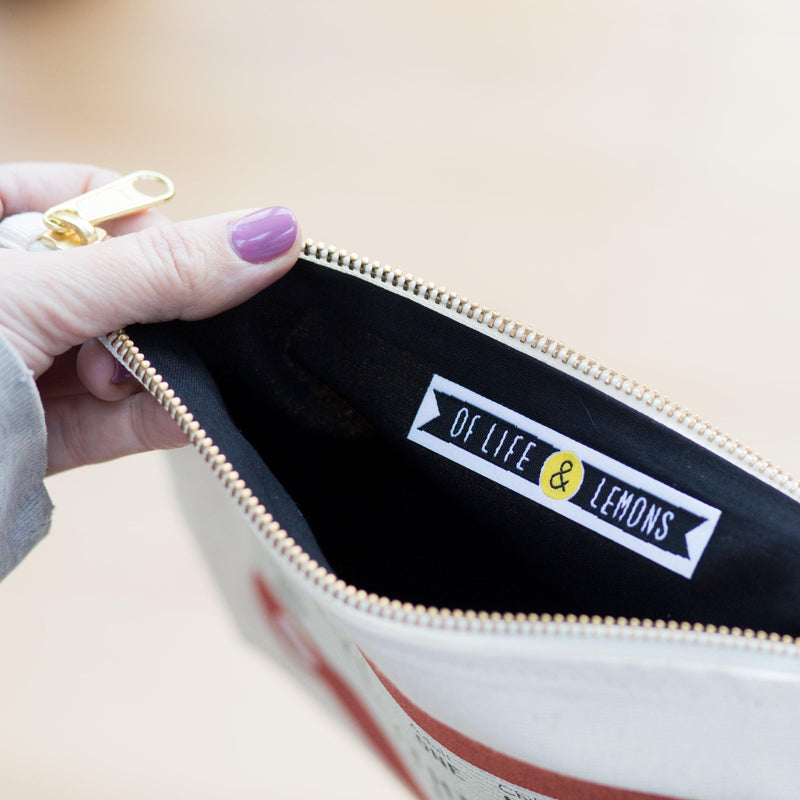 globe images on a cosmetic bag with words about mum