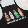 Christmas apron with boozy pun and illustrations