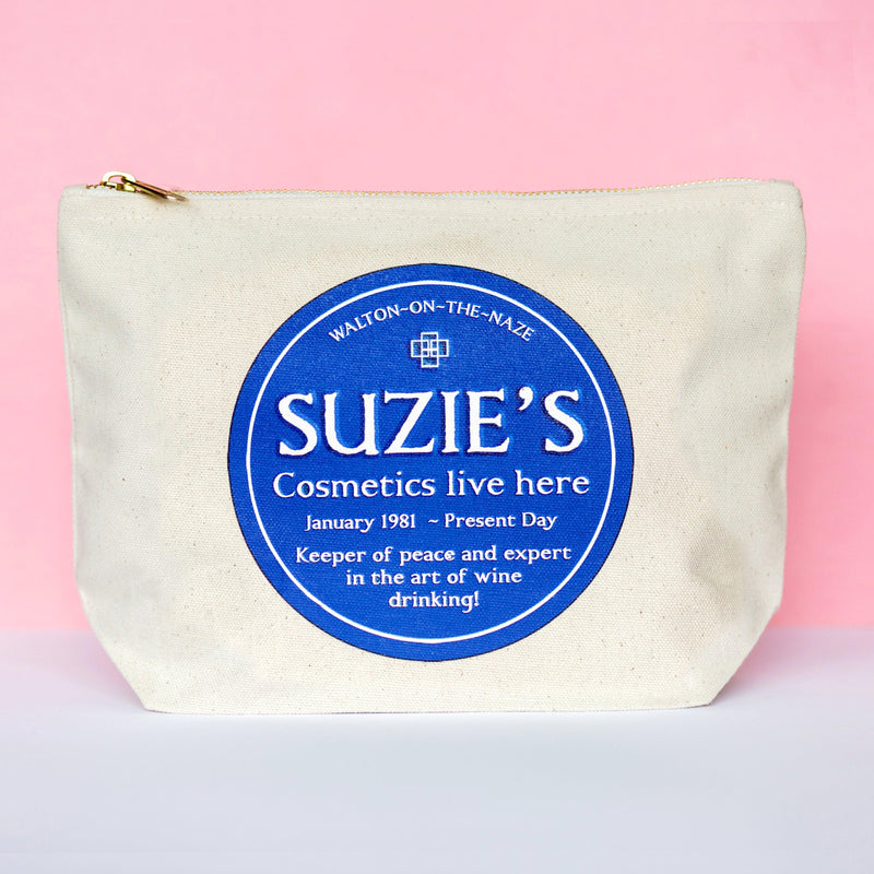 Personalised Blue Plaque Cosmetic Bag - Of Life & Lemons®