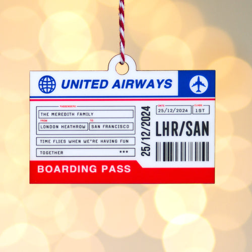 Personalised Boarding Pass Christmas Tree Decoration