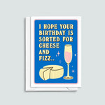 A retro birthday card with a funny message based on the Pulp song 'Sorted For E's and Wizz' - perfect for nineties kids