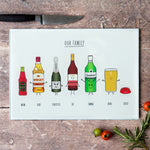 Family Drinks Personalised Chopping Board