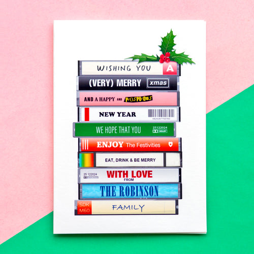 Personalised Cassette Tape Christmas Card