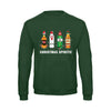 christmas sweatshirt with the words Christmas Spirits and bottle illustrations