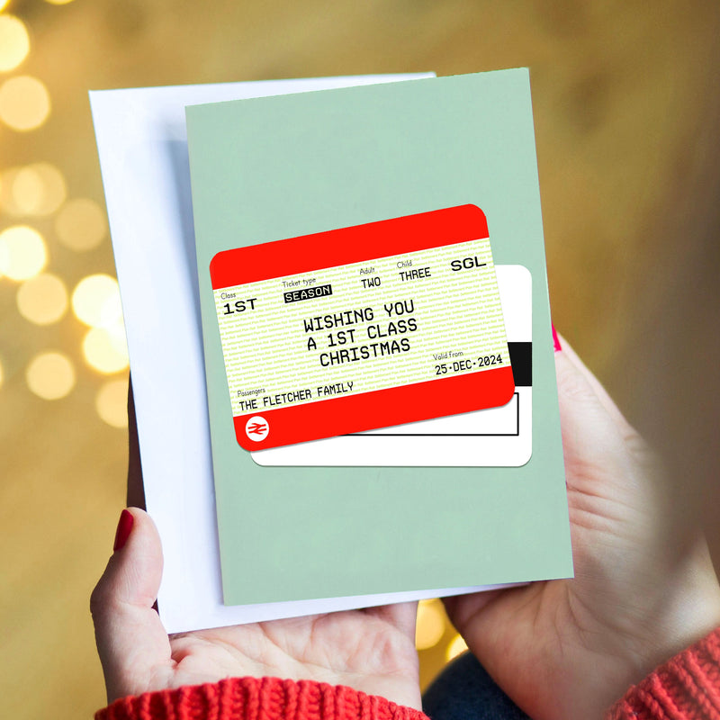 Personalised Train Ticket Christmas Cards