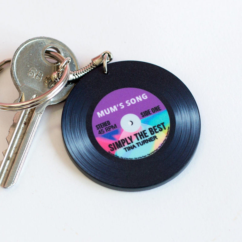 'Mum's Song' Personalised Vinyl Keyring for Mum Personalised Keyring Of Life & Lemons 