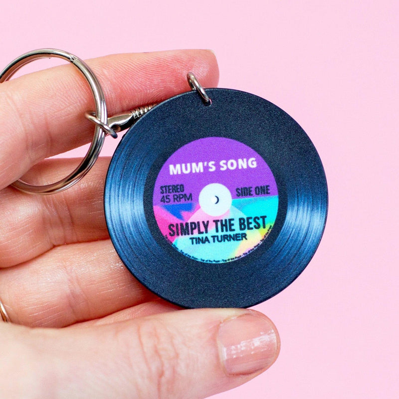 'Mum's Song' Personalised Vinyl Keyring for Mum Personalised Keyring Of Life & Lemons 