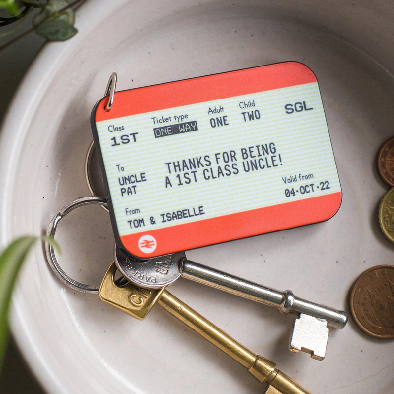 Personalised Train Ticket Keyring for Uncle Personalised Keyring Of Life & Lemons 