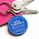 Personalised Blue Plaque Keyring for Teacher Personalised Keyring Of Life & Lemons 