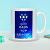 a football themed mug for Dad that uses a football themed design to say that Dad is 'Top Of The League'
