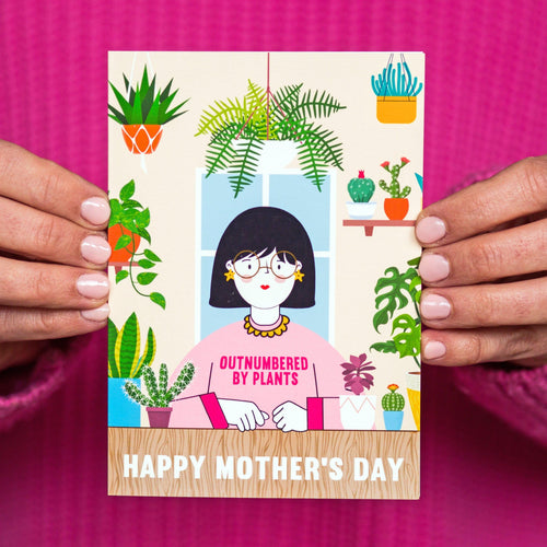 'Outnumbered By Plants' Mother's Day Card Cards for Mum Of Life & Lemons 