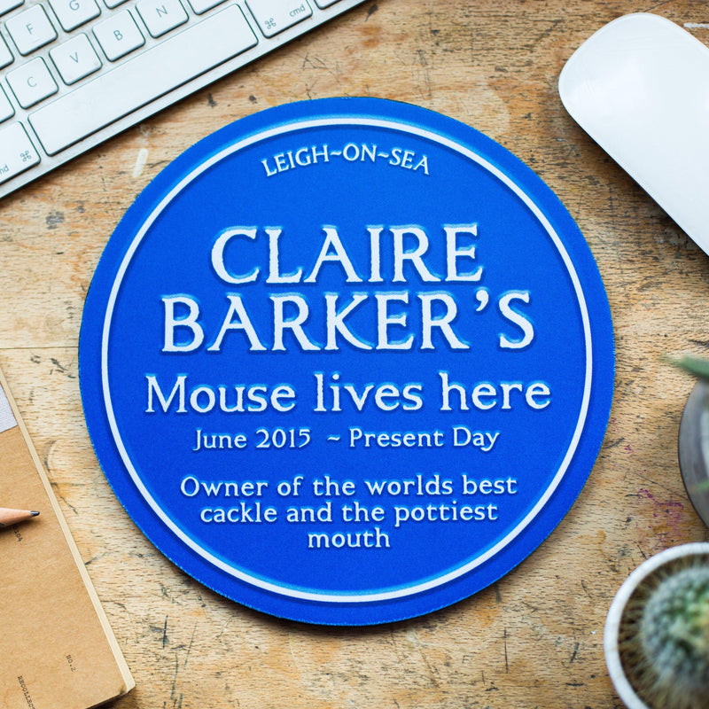 Personalised Blue Plaque Mouse Mat Mouse Mat Of Life & Lemons® 