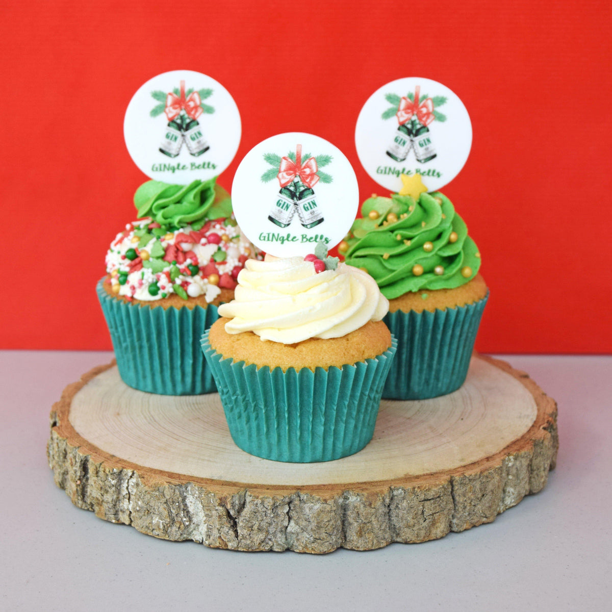 GINgle Bells Christmas Cupcake Toppers cupcake topper Of Life & Lemons® 