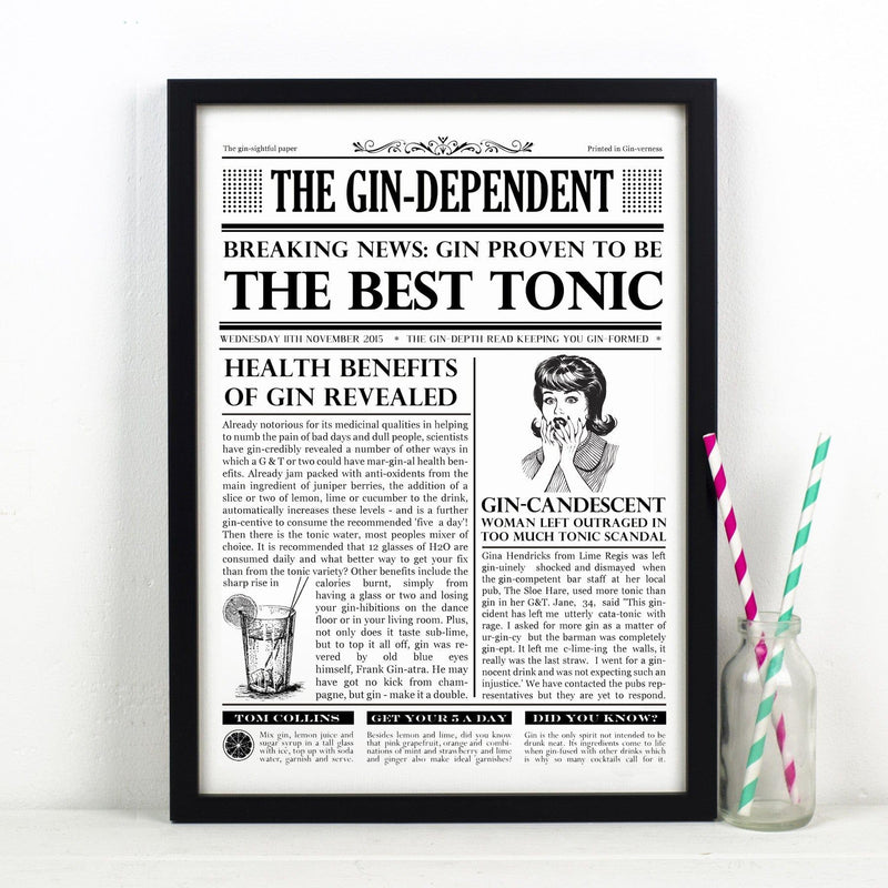 Personalised Newspaper Gin Print Personalised Prints Of Life & Lemons 