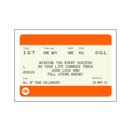 Personalised Good Luck Train Ticket Print Train Ticket Prints Of Life & Lemons 