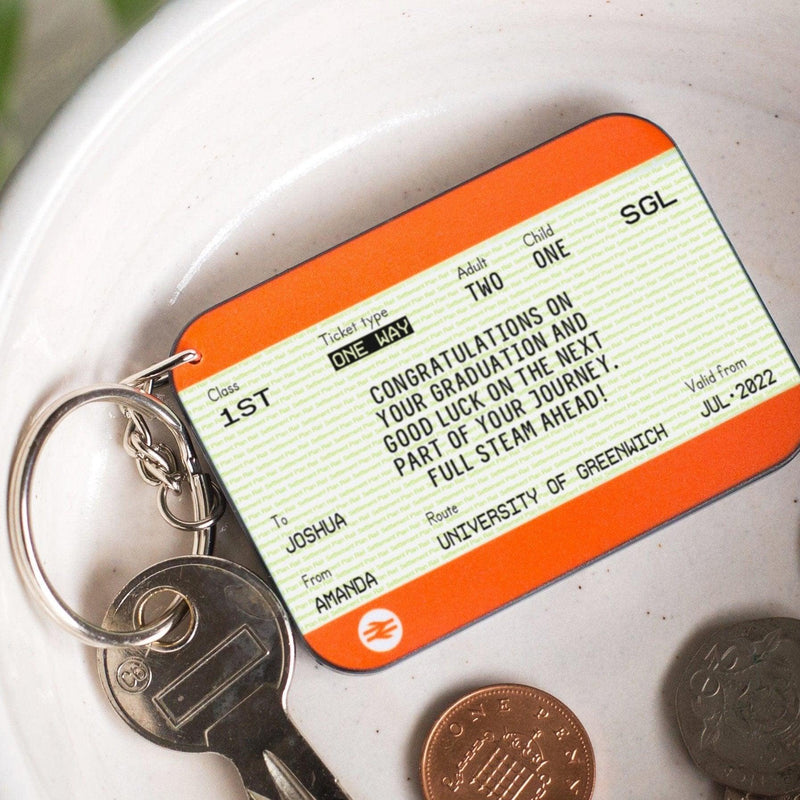 Personalised Train Ticket Graduation Keyring Personalised Keyring Of Life & Lemons 