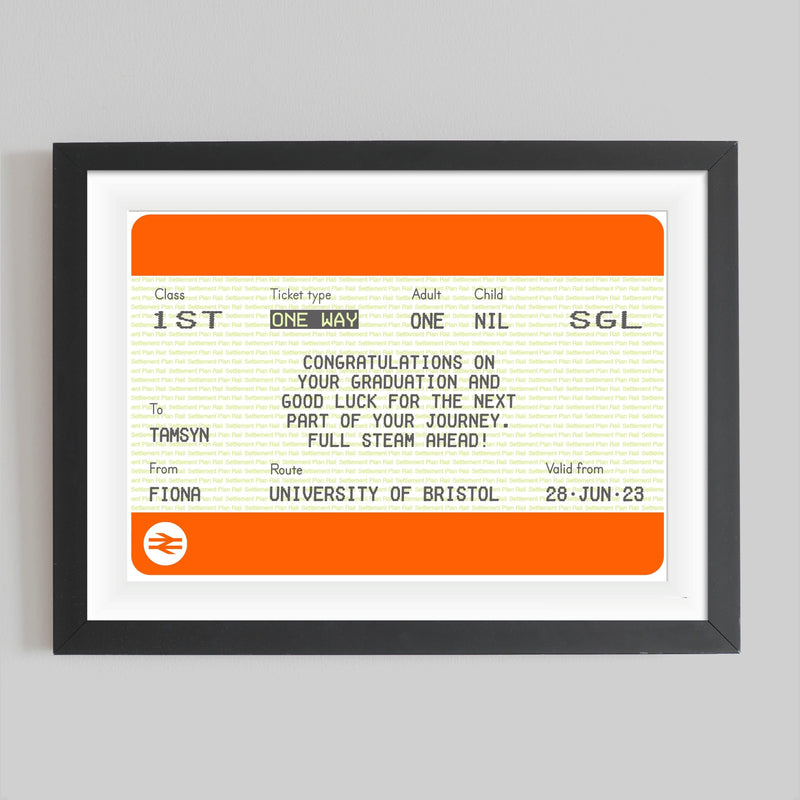 Personalised Graduation Train Ticket Print Train Ticket Prints Of Life & Lemons 