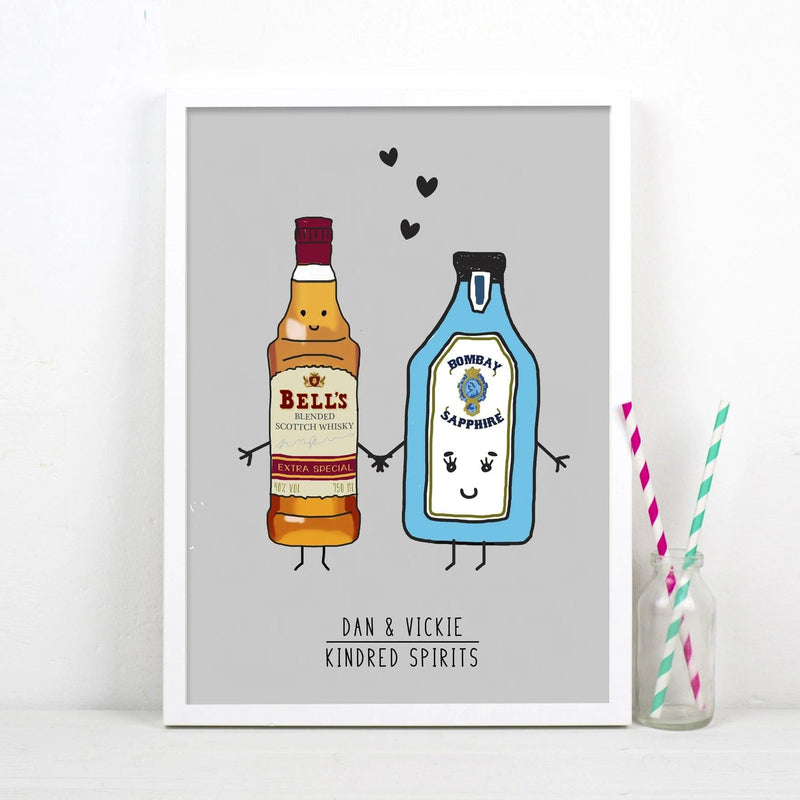 'Kindred Spirits' Personalised Couple Print Personalised Prints Of Life & Lemons 