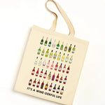 A shopping bag illustrated with different bottles of wine and the words 'It's A Winderful Life'